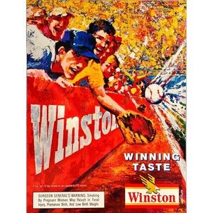 Winston Cigarettes "Iconic Baseball Sports Painting" Vintage Print Ad 1989